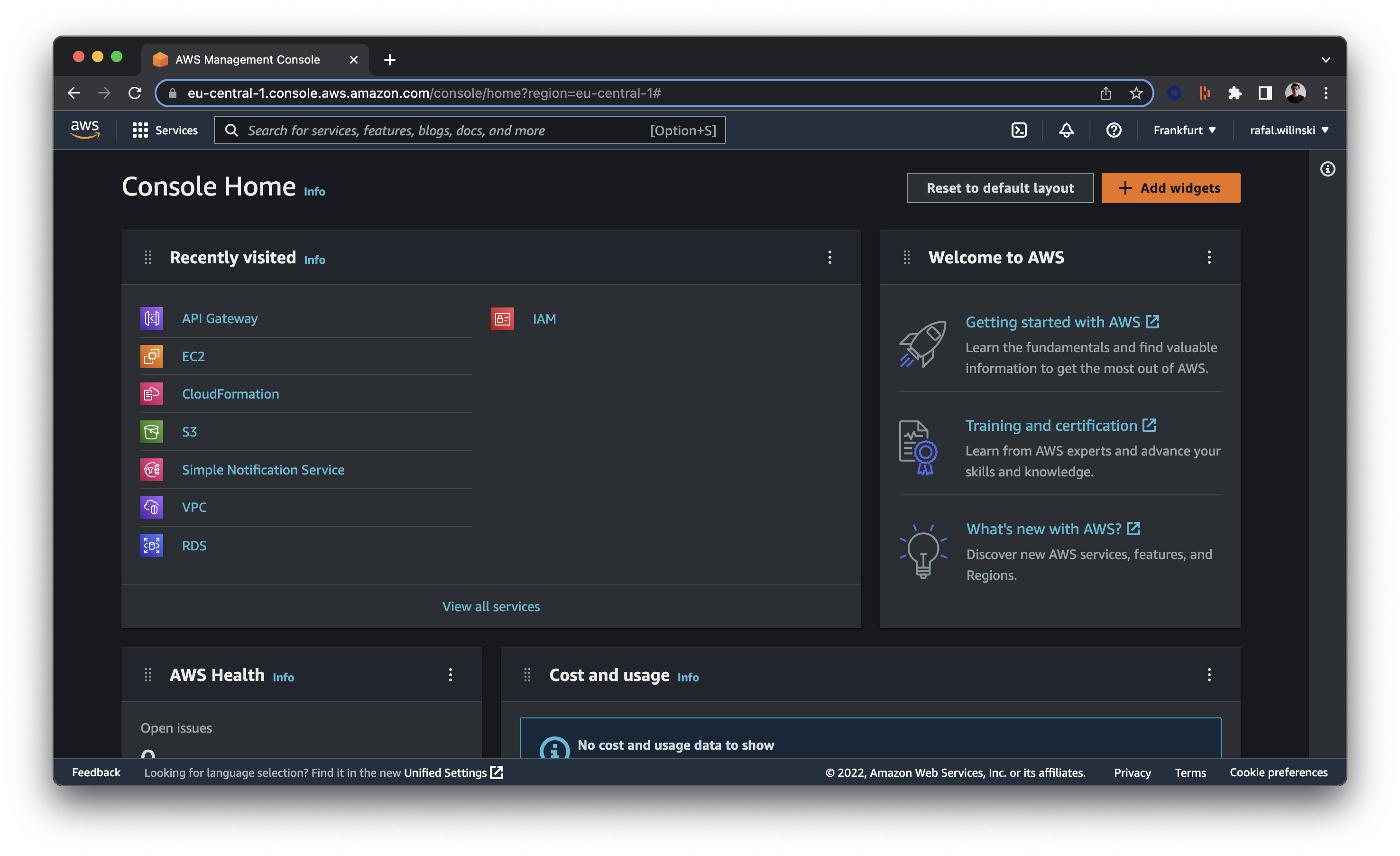 AWS Console dark mode